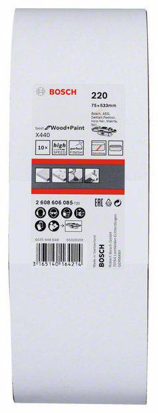 Bosch Accessories 2608606085 Schleifband Körnung (num) 220 (L x B) 533mm x 75mm 10St.