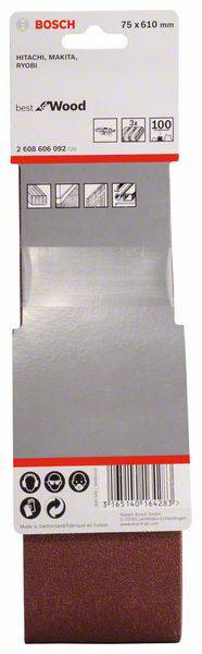 Bosch Accessories 2608606092 Schleifband Körnung (num) 100 (L x B) 610mm x 75mm 3St.