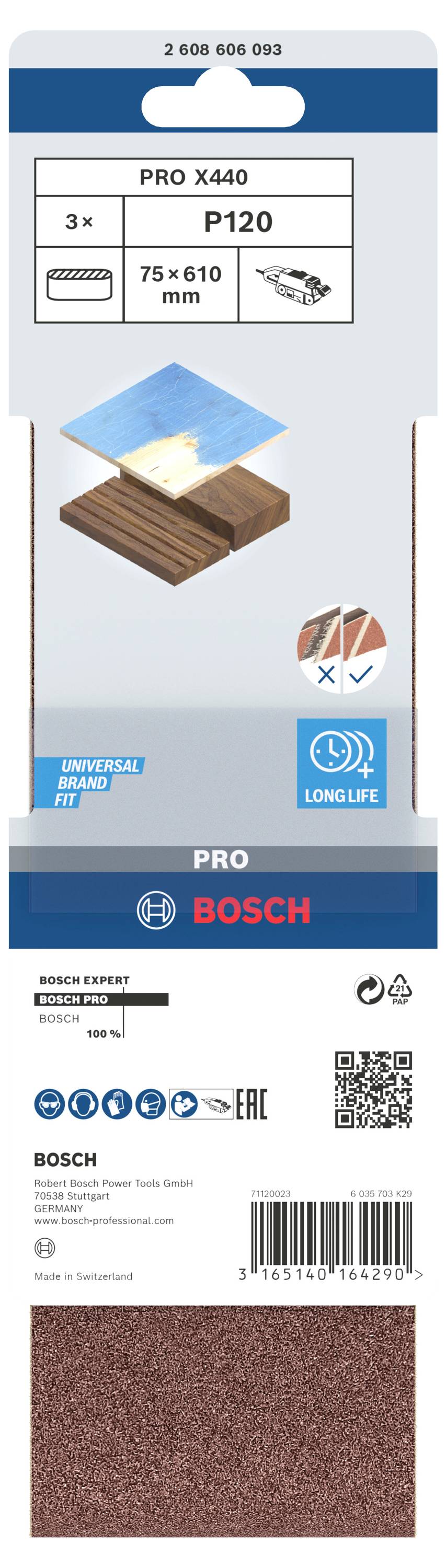 Bosch Accessories 2608606093 Schleifband Körnung (num) 120 (L x B) 610mm x 75mm 3St.