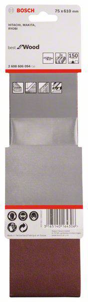 Bosch Accessories 2608606094 Schleifband Körnung (num) 150 (L x B) 610mm x 75mm 3St.