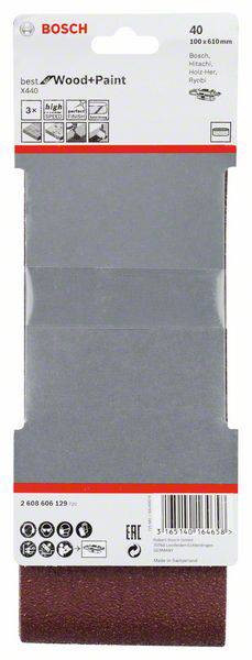 Bosch Accessories 2608606129 Schleifband Körnung (num) 40 (L x B) 610mm x 100mm 3St.
