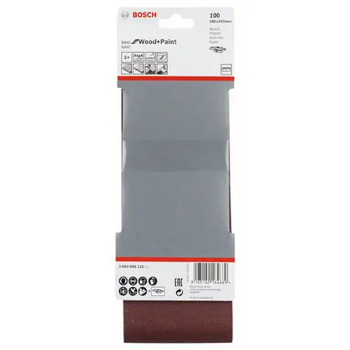 Bosch Accessories 2608606132 Schleifband Körnung (num) 100 (L x B) 610mm x 100mm 3St. Bosch Accessories 2608606132 Schleifband Körnung (num) 100 (L x B) 610mm x 100mm 3St.