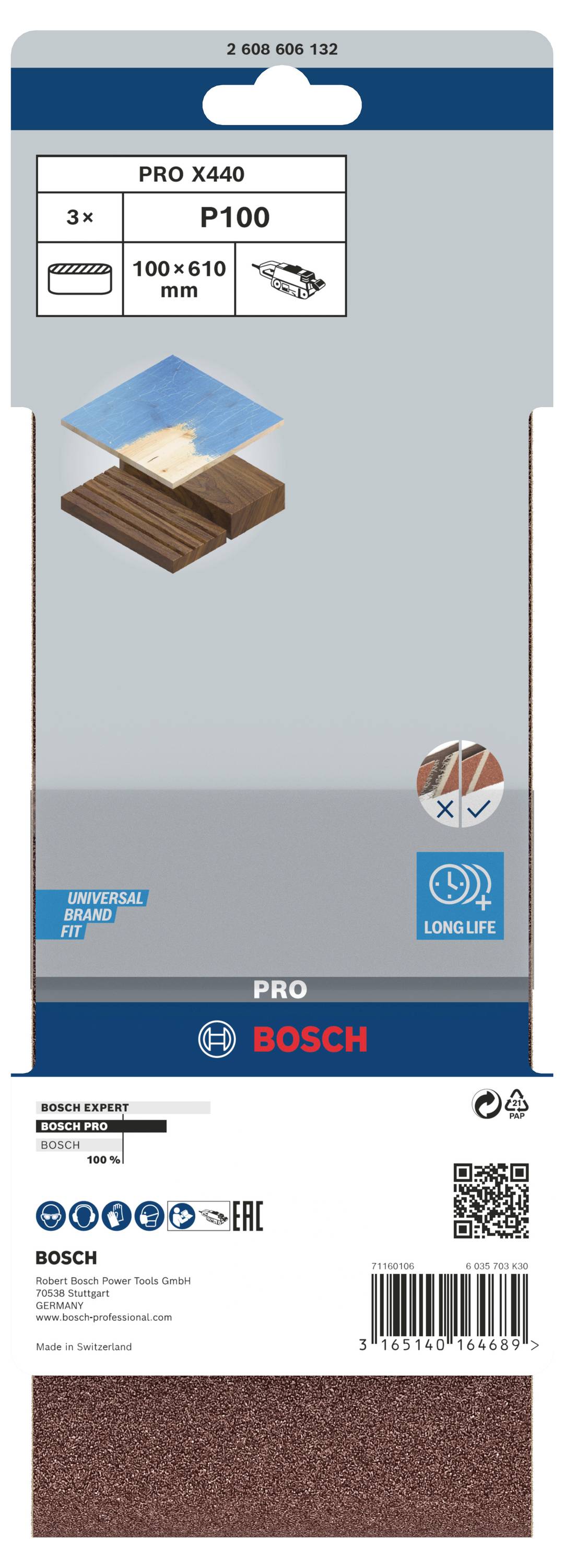 Bosch Accessories 2608606132 Schleifband Körnung (num) 100 (L x B) 610mm x 100mm 3St.