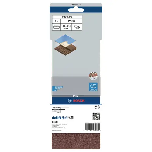 Bosch Accessories 2608606132 Schleifband Körnung (num) 100 (L x B) 610mm x 100mm 3St. Bosch Accessories 2608606132 Schleifband Körnung (num) 100 (L x B) 610mm x 100mm 3St.