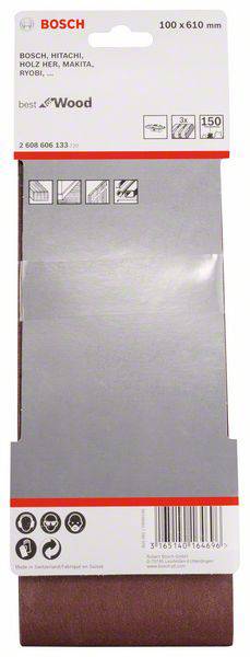 Bosch Accessories 2608606133 Schleifband Körnung (num) 150 (L x B) 610mm x 100mm 3St.