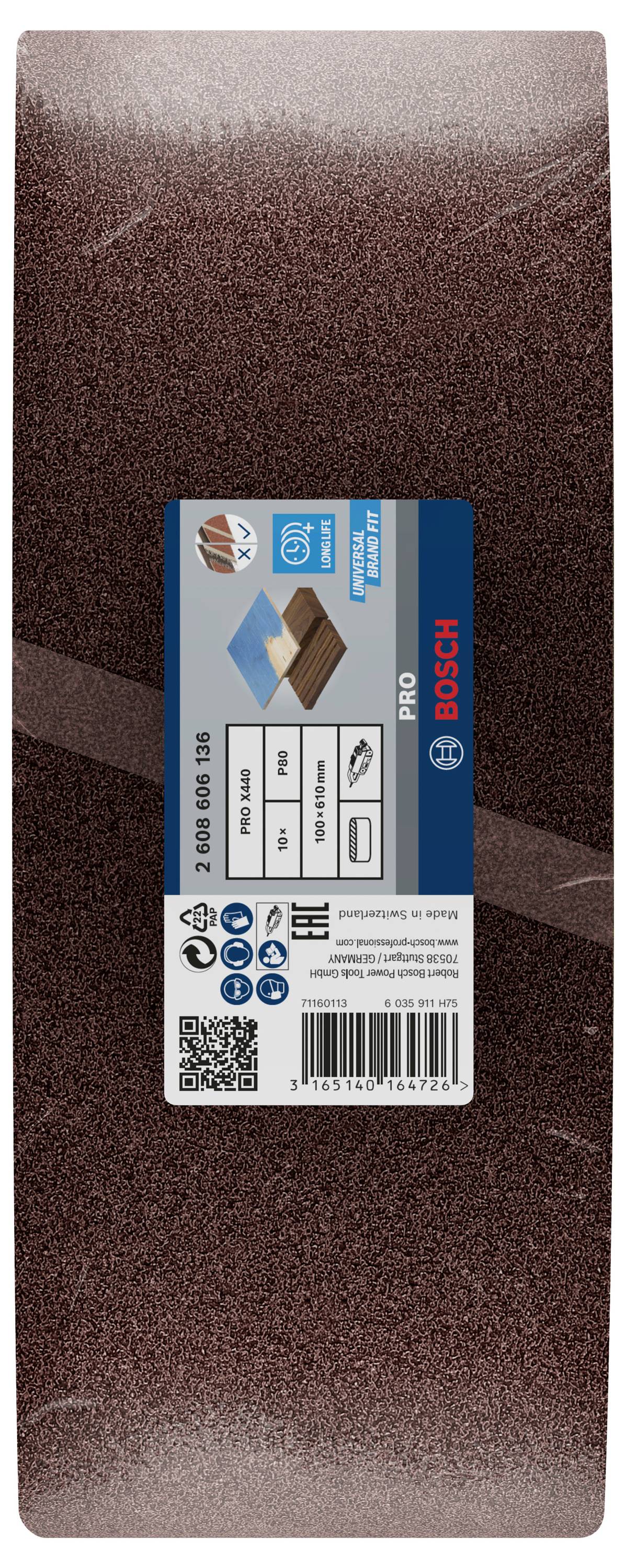 Bosch Accessories 2608606136 Schleifband Körnung (num) 80 (L x B) 610mm x 100mm 10St.