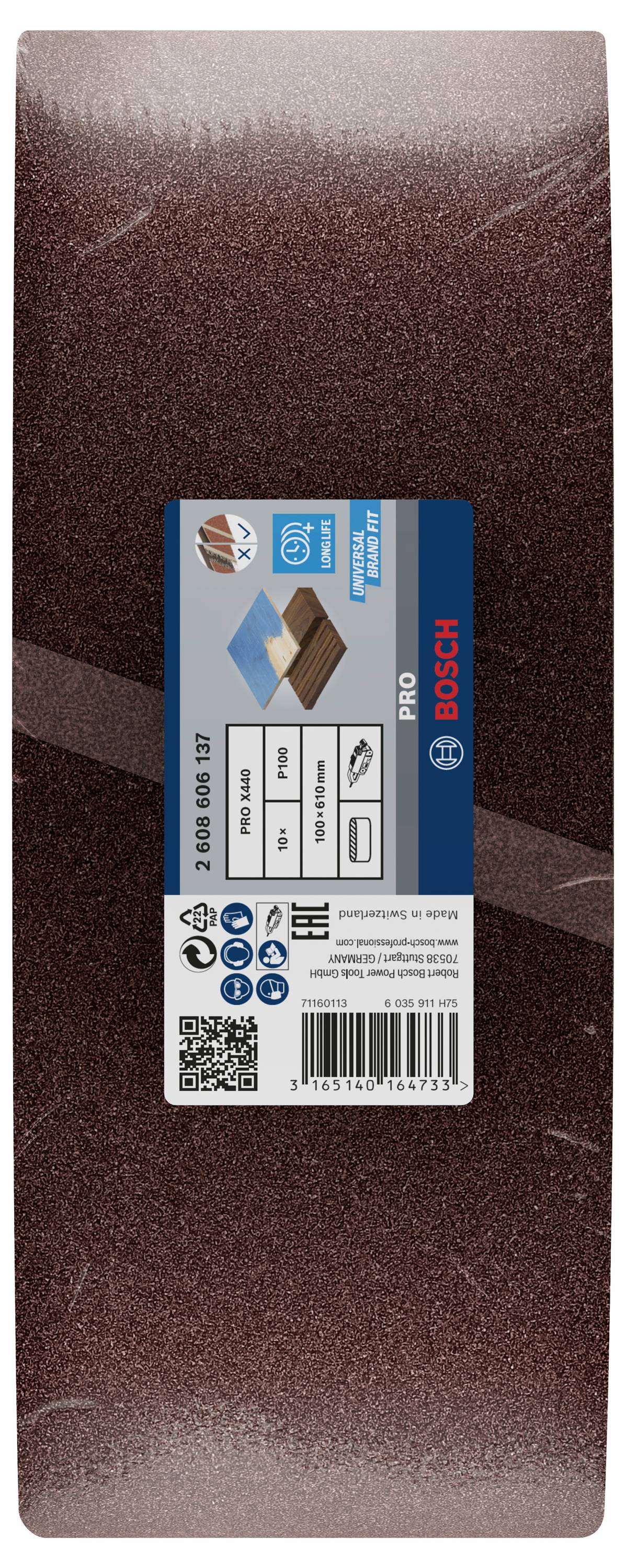 Bosch Accessories 2608606137 Schleifband Körnung (num) 100 (L x B) 610mm x 100mm 10St.