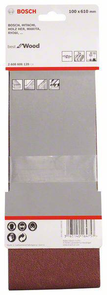 Bosch Accessories 2608606139 Schleifband-Set Körnung (num) 60, 80, 100 (L x B) 610mm x 100mm 1 Set