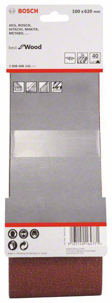 Bosch Accessories 2608606141 Schleifband Körnung (num) 40 (L x B) 620mm x 100mm 3St.