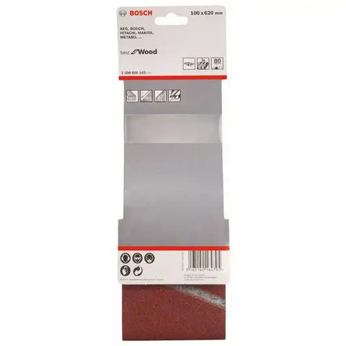 Bosch Accessories 2608606143 Schleifband Körnung (num) 80 (L x B) 620mm x 100mm 3St. Bosch Accessories 2608606143 Schleifband Körnung (num) 80 (L x B) 620mm x 100mm 3St.