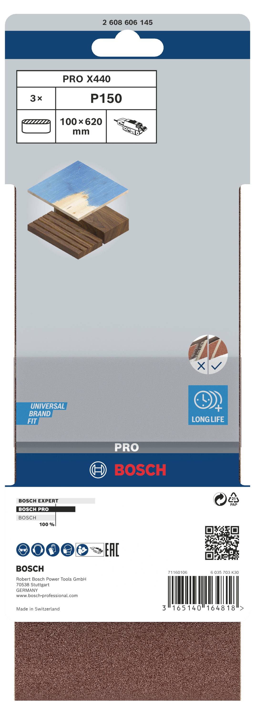 Bosch Accessories 2608606145 Schleifband Körnung (num) 150 (L x B) 620mm x 100mm 3St.