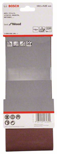 Bosch Accessories 2608606146 Schleifband Körnung (num) 220 (L x B) 620mm x 100mm 3St.