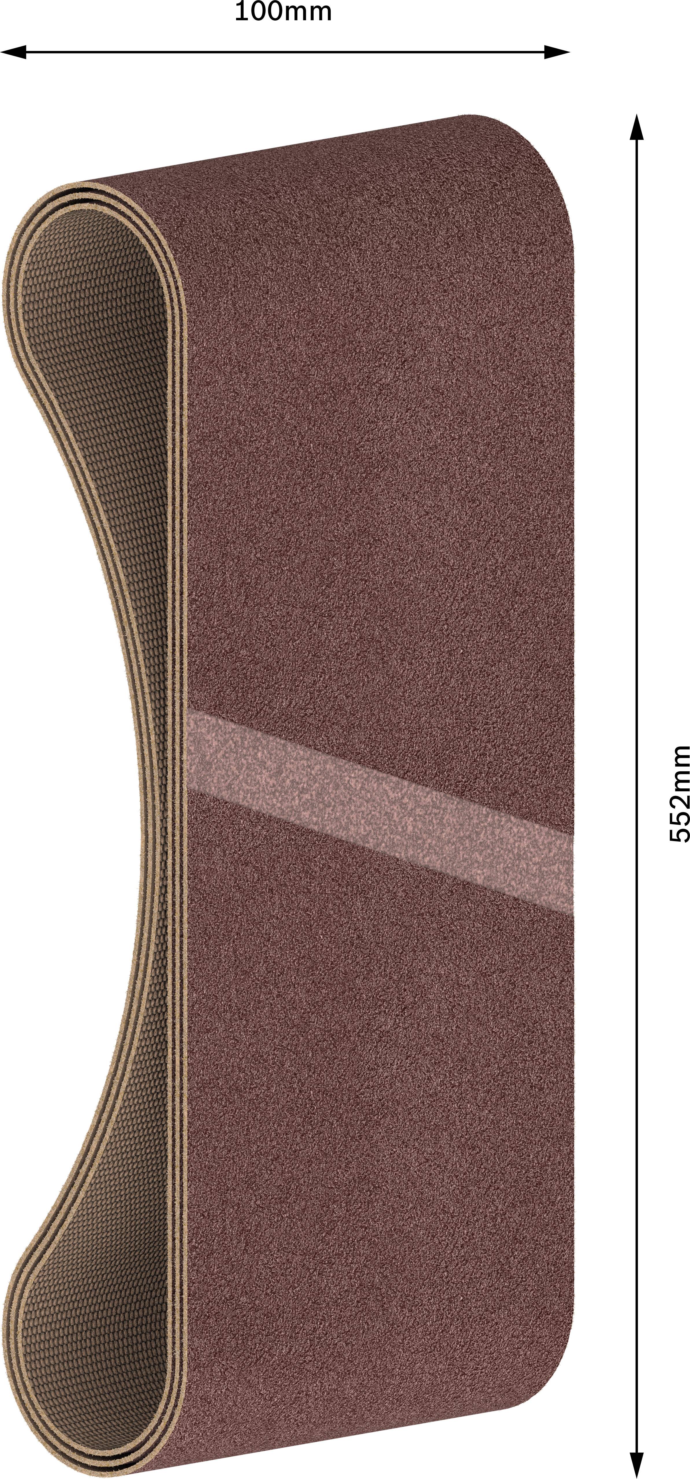 Braunes Schleifband mit den Maßen 100mm Breite und 920mm Länge, ideal für Schleifarbeiten auf verschiedenen Materialien.
