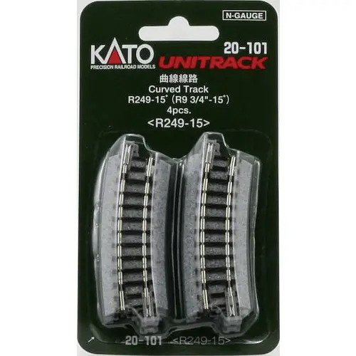 KATO 7078110 N Unitrack Gebogenes Gleis 15° 249mm 4St. KATO 7078110 N Unitrack Gebogenes Gleis 15° 249mm 4St.