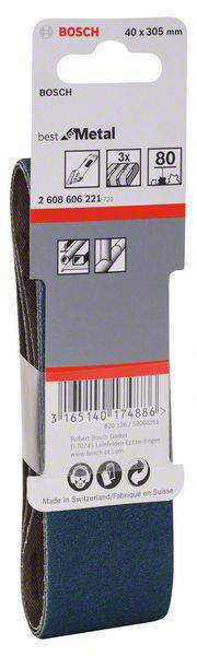 Bosch Accessories 2608606221 Schleifband Körnung (num) 80 (L x B) 305mm x 40mm 3St.