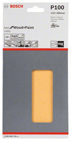 Bosch Accessories Best for Paint 2608606709 Schwingschleifpapier gelocht Körnung 100  (L x B) 230 mm x 115 mm 10 St.