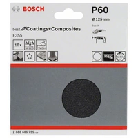 Bosch Accessories 2608606755 Schleifpapier für Schleifteller ungelocht Körnung (num) 60 (Ø) 125mm 10St. Bosch Accessories 2608606755 Schleifpapier für Schleifteller ungelocht Körnung (num) 60 (Ø) 125mm 10St.