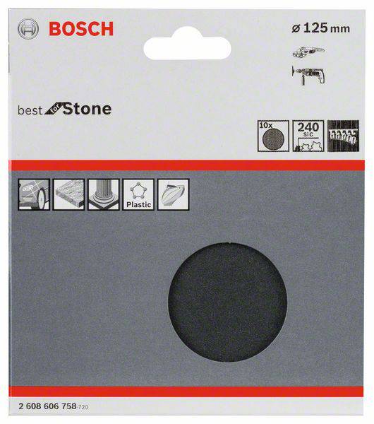 Bosch Accessories 2608606758 Schleifpapier für Schleifteller ungelocht Körnung (num) 240 (Ø) 125mm 10St.
