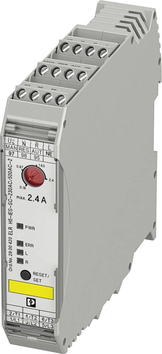Ein graues elektronisches Gerät mit einem roten Knopf mit der Aufschrift „RESET
