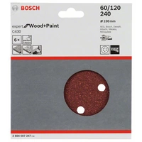 Bosch Accessories 2608607247 Exzenterschleifpapier-Set mit Klett, gelocht Körnung (num) 60, 120, 240 (Ø) 150mm 1 Set Bosch Accessories 2608607247 Exzenterschleifpapier-Set mit Klett, gelocht Körnung (num) 60, 120, 240 (Ø) 150mm 1 Set