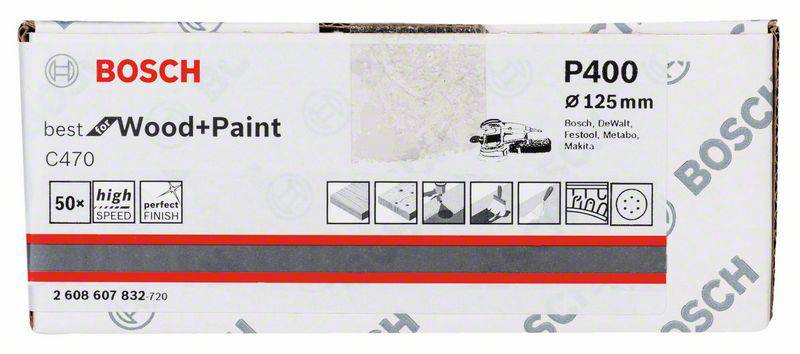 Bosch Accessories  2608607832 Exzenterschleifpapier mit Klett, gelocht Körnung 400  (Ø) 125 mm 50 St.