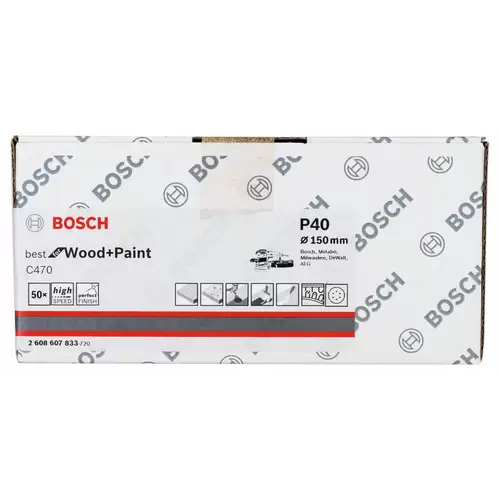 Bosch Accessories  2608607833 Exzenterschleifpapier mit Klett, gelocht Körnung 40  (Ø) 150 mm 50 St. Bosch Accessories  2608607833 Exzenterschleifpapier mit Klett, gelocht Körnung 40  (Ø) 150 mm 50 St.