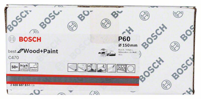 Bosch Accessories 2608607834 Exzenterschleifpapier mit Klett, gelocht Körnung num 60 (Ø) 150mm 50St.