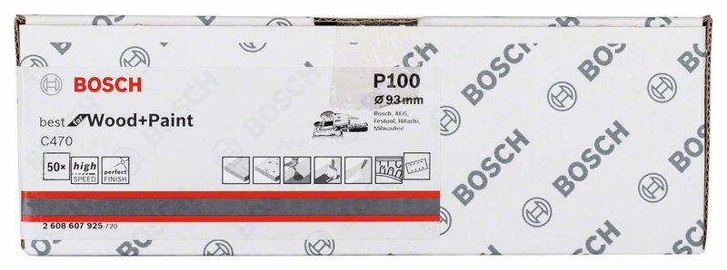 Bosch Accessories 2608607925 Schwingschleifpapier mit Klett, gelocht Körnung (num) 100 (L x B) 186 mm x 93 mm 50 St.