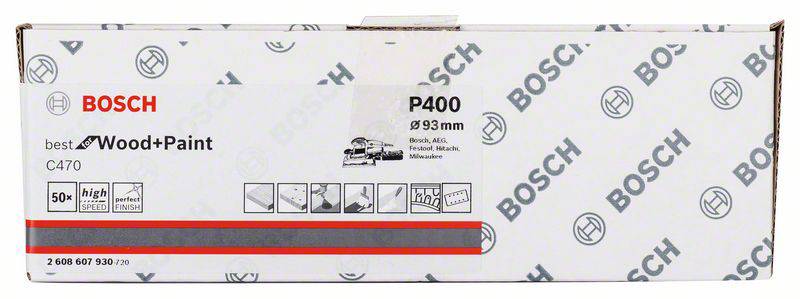 Bosch Accessories  2608607930 Schwingschleifpapier mit Klett, gelocht Körnung 400  (L x B) 186 mm x 93 mm 50 St.