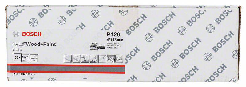 Bosch Accessories  2608607935 Schwingschleifpapier mit Klett, gelocht Körnung 120  (L x B) 230 mm x 115 mm 50 St.
