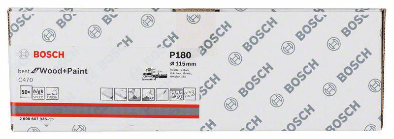 Bosch Accessories  2608607936 Schwingschleifpapier mit Klett, gelocht Körnung 180  (L x B) 230 mm x 115 mm 50 St.