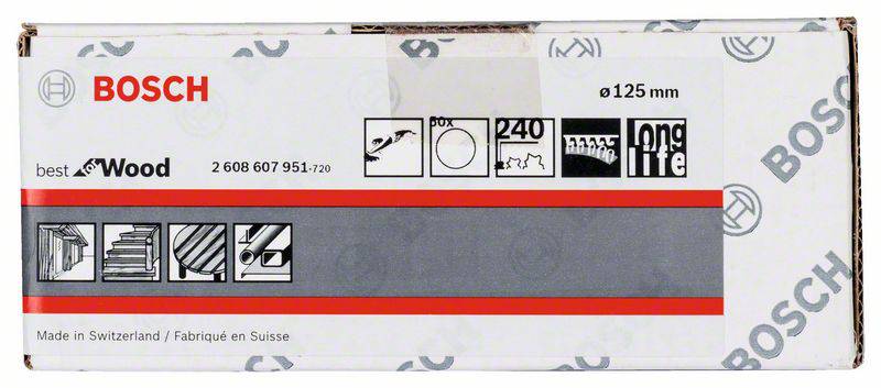 Bosch Accessories 2608607951 Schleifpapier für Schleifteller ungelocht Körnung num 240 (Ø) 125mm 50St.