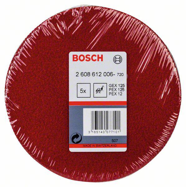 Bosch Accessories 2608612006 Polierfilz für Exzenterschleifer, weich, Klett, 128 mm, 5er-Pack 5St.