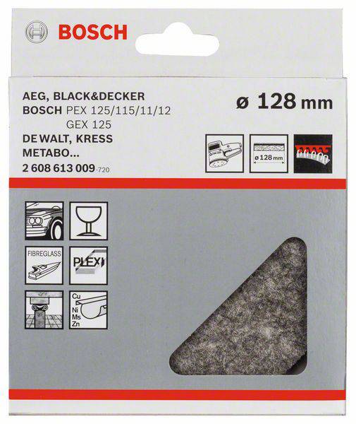 Bosch Accessories 2608613009 Polierfilz für Exzenterschleifer, weich, Klett, 128 mm, 1er-Pack 1 St.