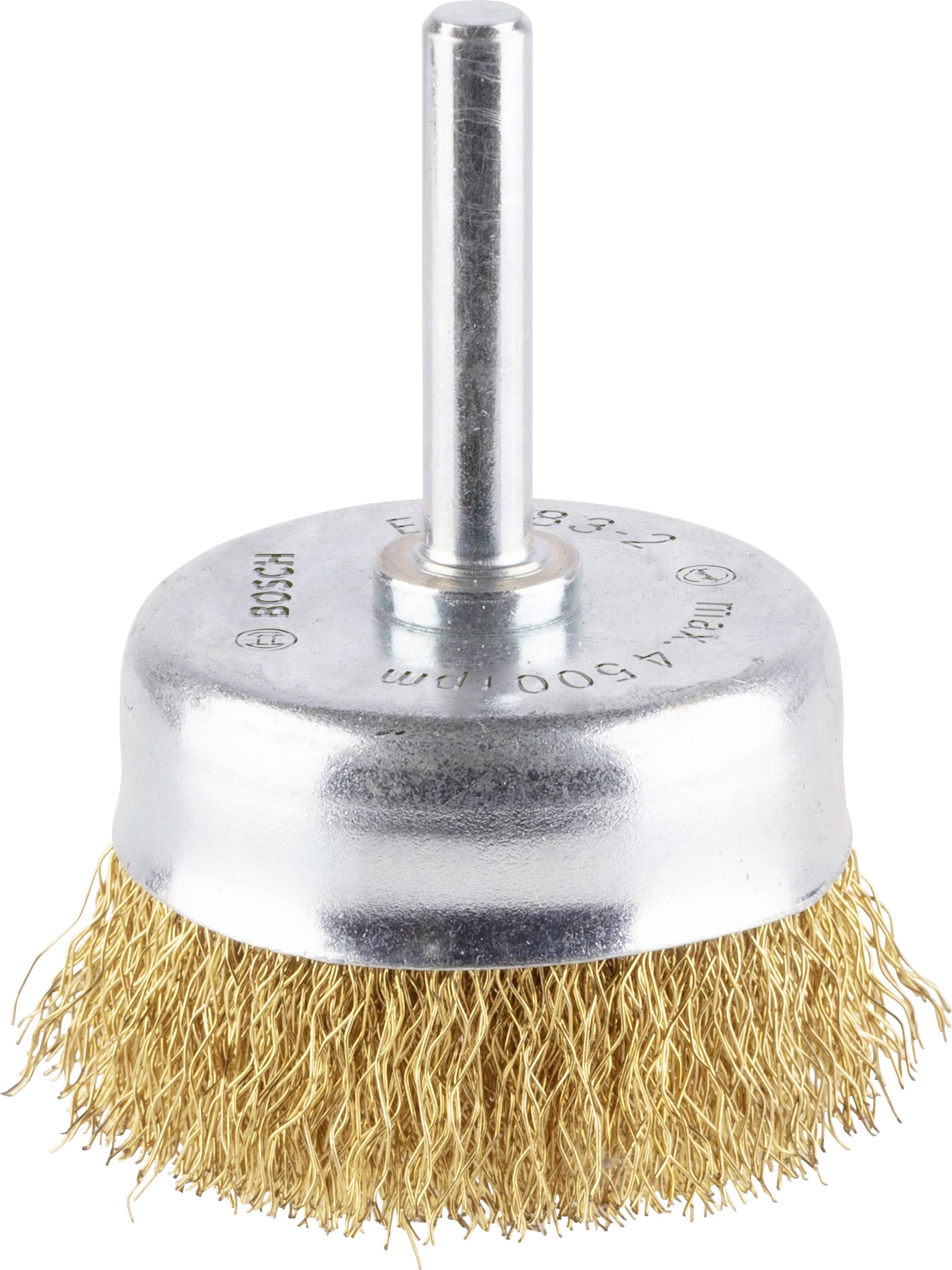 Bosch Accessories Topfbürste, vermessingt, gewellter Stahldraht, 50 mm, 0,2 mm, 4500 U/ min Schaft-