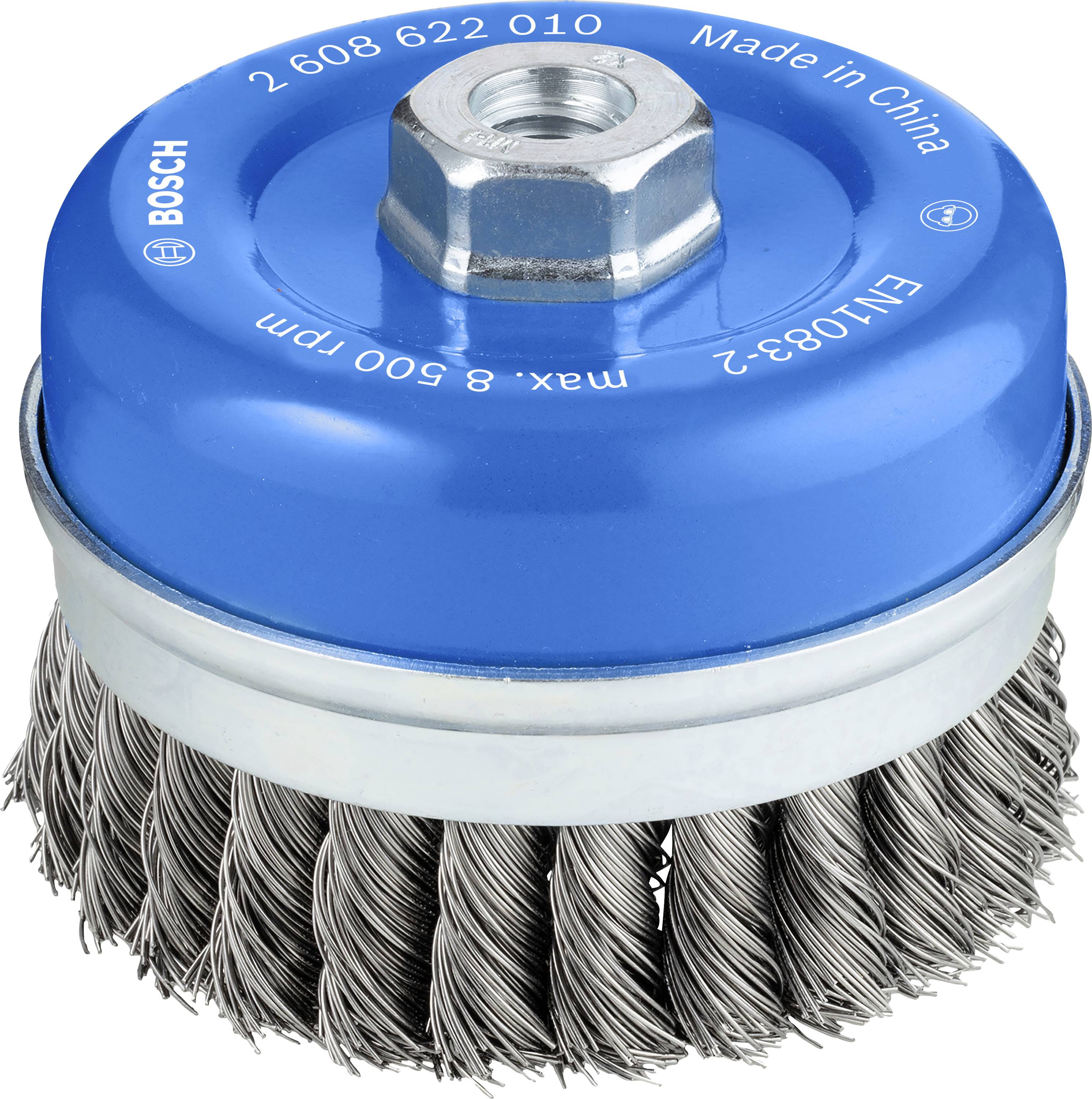 Bosch Accessories Topfbürste, Stahl, gezopfter Draht, 100 mm, 0,5 mm, 8500 U/ min, M 14 2608622010 1St.