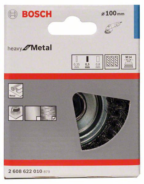 Bosch Accessories Topfbürste, Stahl, gezopfter Draht, 100 mm, 0,5 mm, 8500 U/ min, M 14 2608622010 1 St.