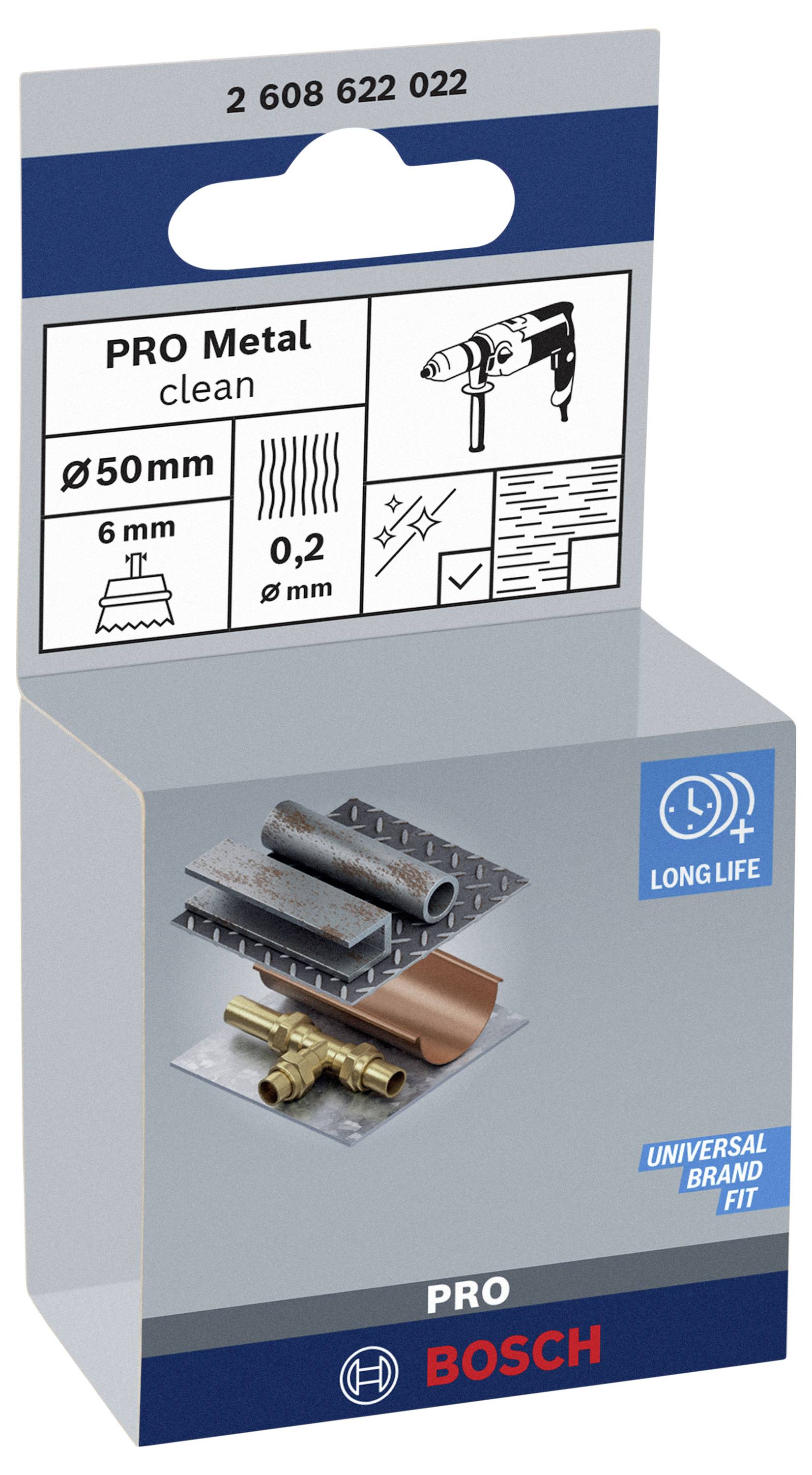 Bosch Accessories Topfbürste, Stahl, gewellter Draht, 50 mm, 0,2 mm, 4500 U/ min Schaft-Ø 6mm 2608622022 1St.