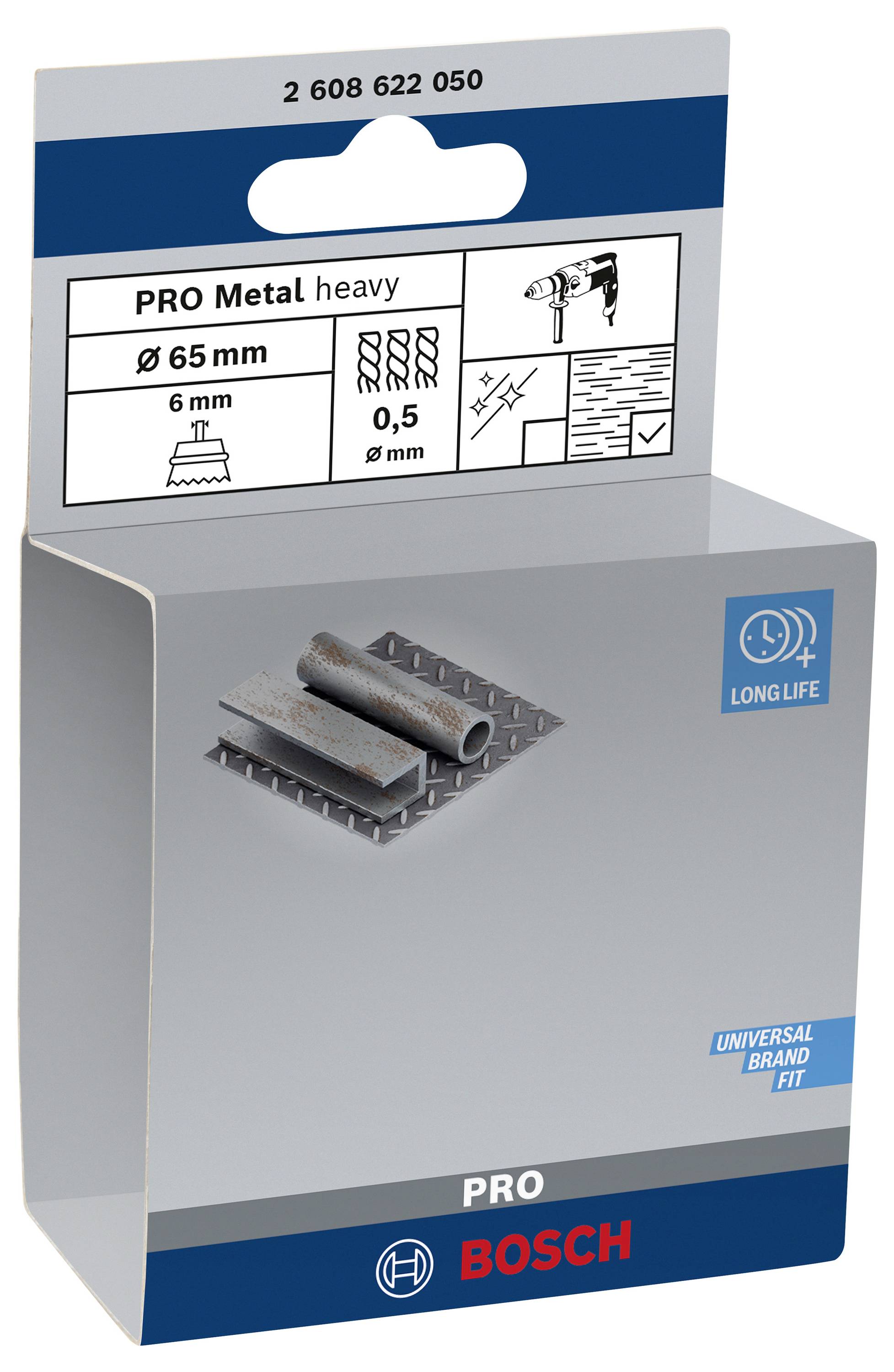 Bosch Accessories Topfbürste, Stahl, gezopfter Draht, 65 mm, 0,5 mm, 4500 U/ min Schaft-Ø 6 mm 2608622050 1 St.