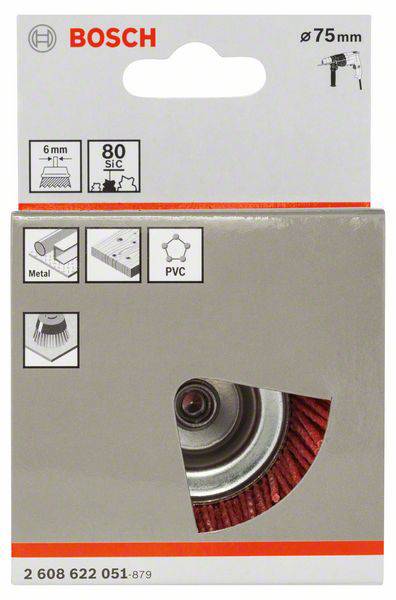 Bosch Accessories Topfbürste, Nylonborste mit Korund, 75 mm, 1 mm Schaft-Ø 6 mm 2608622051 1 St.