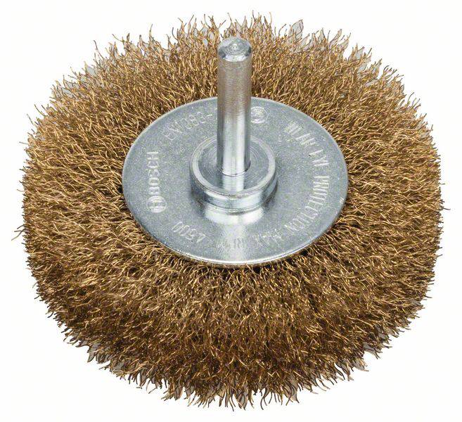 Bosch Accessories Scheibenbürste, gewellt, vermessingt, 75 mm, 0,2 mm, 16 mm, 4500 U/ min Schaft-Ø