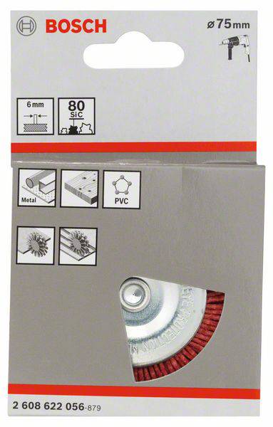 Bosch Accessories Scheibenbürste, Nylonborsten, 75 mm, 1 mm, 8 mm, 4500 U/ min Schaft-Ø 6mm 2608622056 1St.