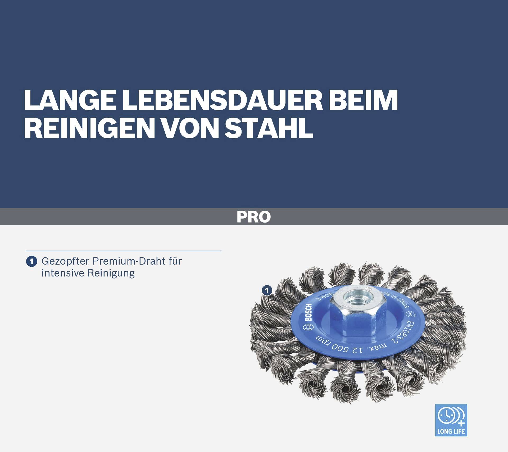 Bosch Accessories Scheibenbürste, gezopft, 115 mm, 0,5 mm, 12 mm, 12500 U/min, M14 2608622059 1 St.