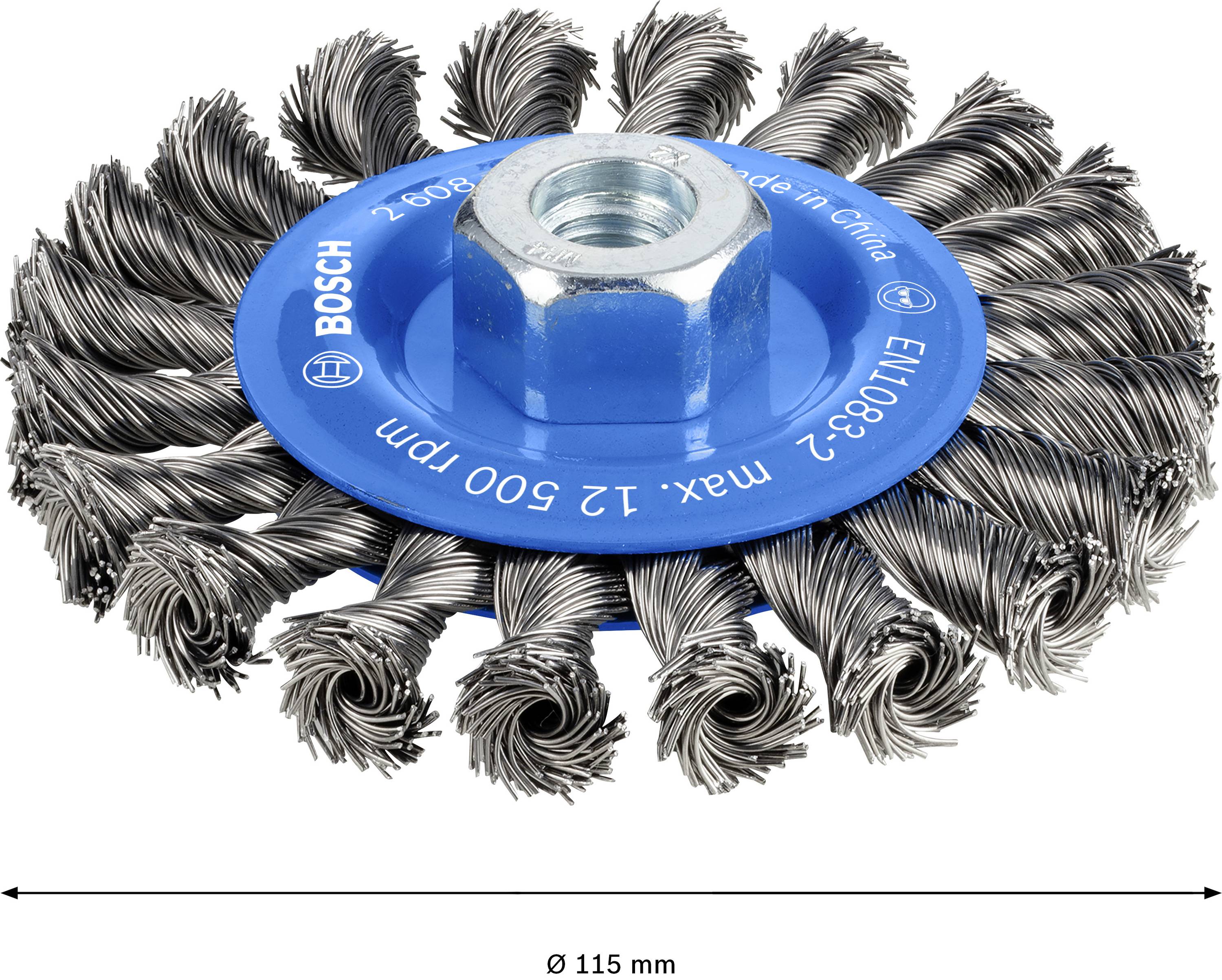 Bosch Accessories Scheibenbürste, gezopft, 115 mm, 0,5 mm, 12 mm, 12500 U/min, M14 2608622059 1St.