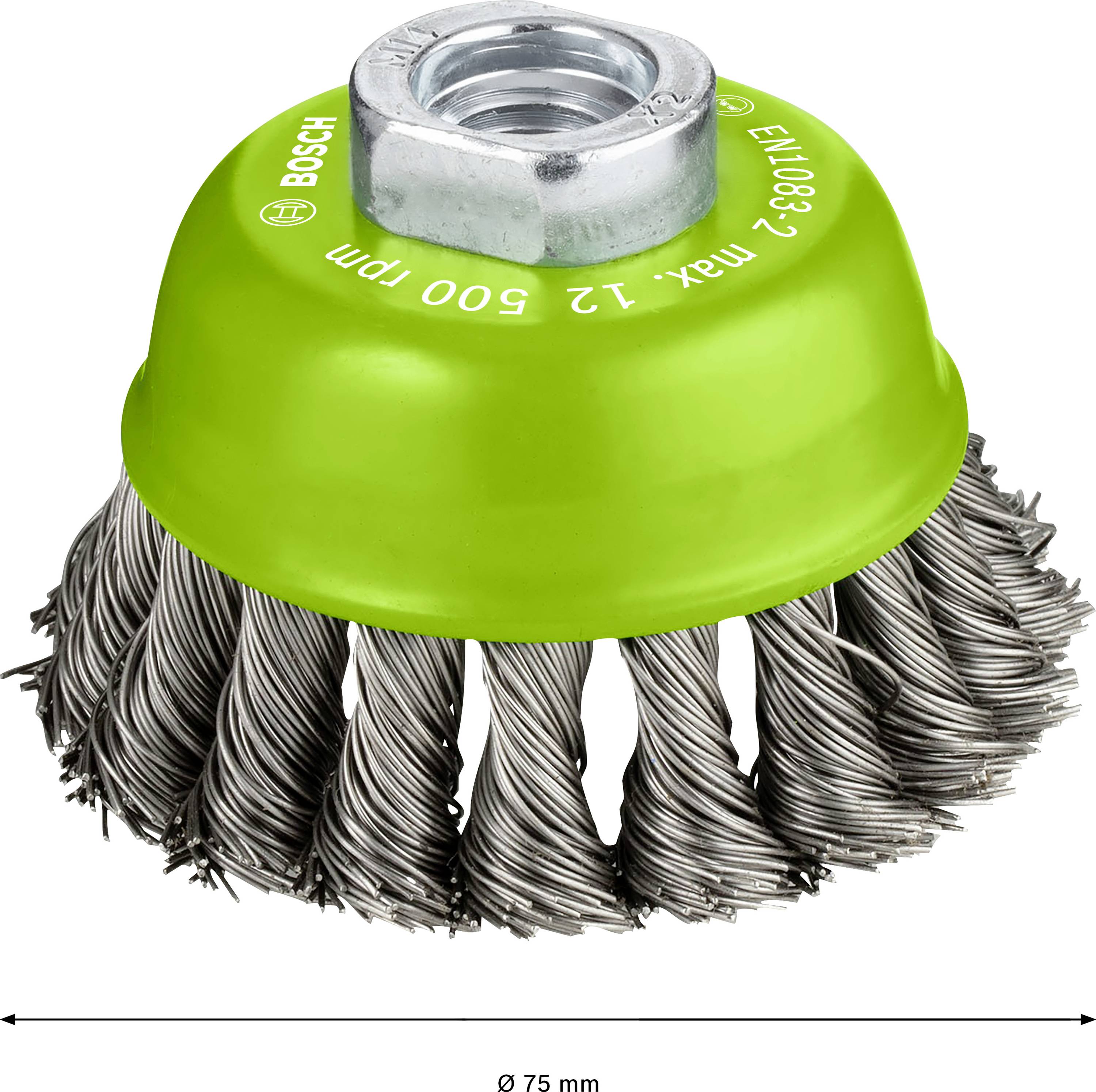 Bosch Accessories Topfbürste, Edelstahl, gezopfter Draht, 75 mm, 0,5 mm, 12500 U/ min, M 14 2608622060 1St.