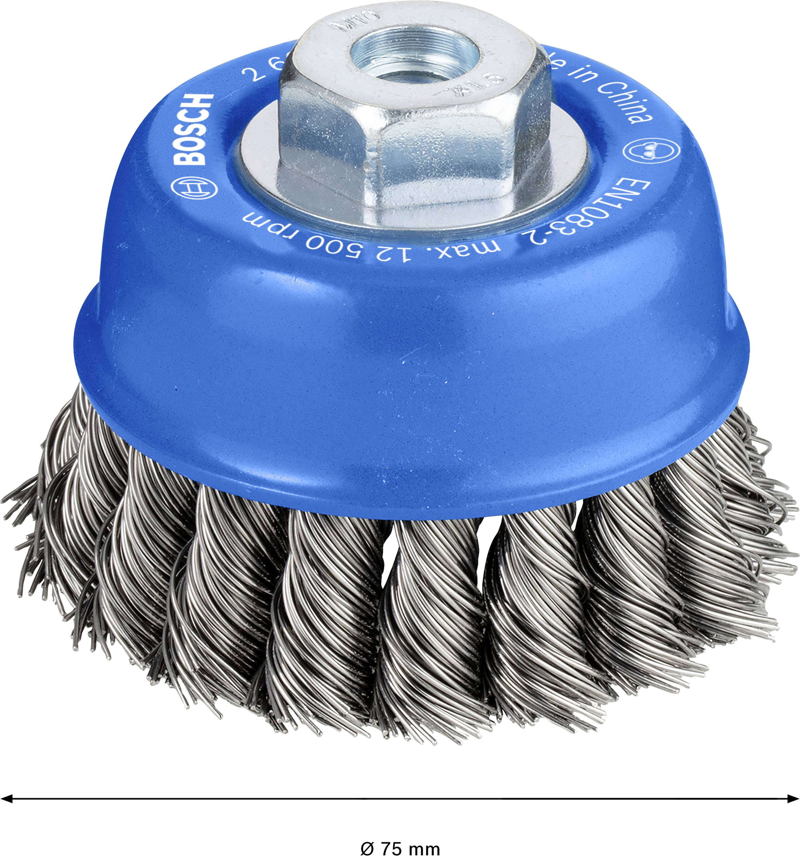 Bosch Accessories Topfbürste, Stahl, gezopfter Draht, 75 mm, 0,5 mm, 12500 U/ min, M 10 2608622063 1St.