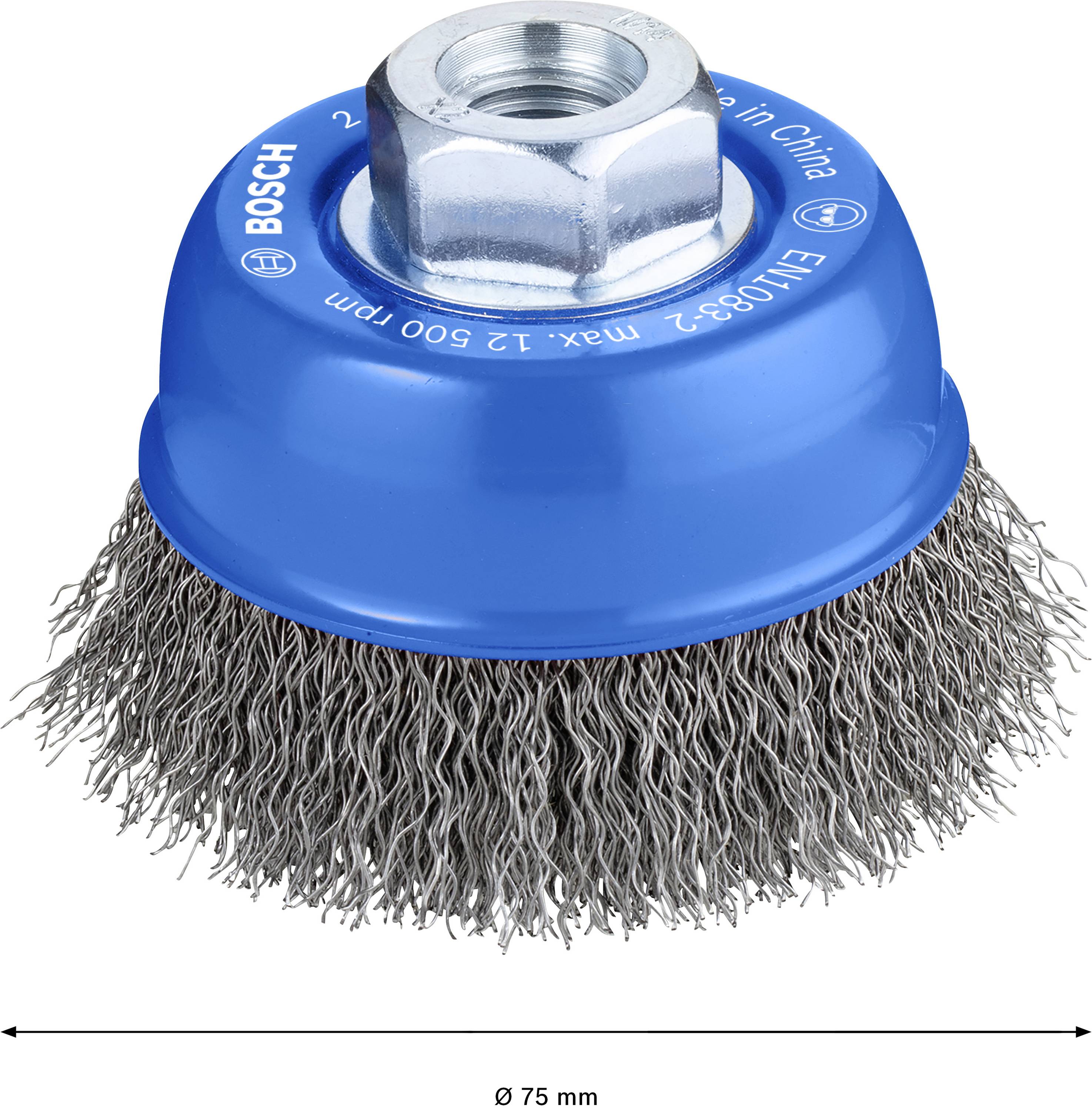 Bosch Accessories Topfbürste, Stahl, gewellter Draht, 75 mm, 0,3 mm, 12500 U/ min, M 14 2608622098 1St.