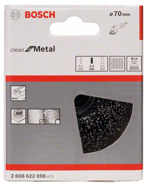 Bosch Accessories Topfbürste, Stahl, gewellter Draht, 75 mm, 0,3 mm, 12500 U/ min, M 14 2608622098 1 St.