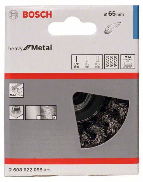 Bosch Accessories Topfbürste, Stahl, gezopfter Draht, 65 mm, 0,35 mm, 12500 U/min, M 14 2608622099 1St.