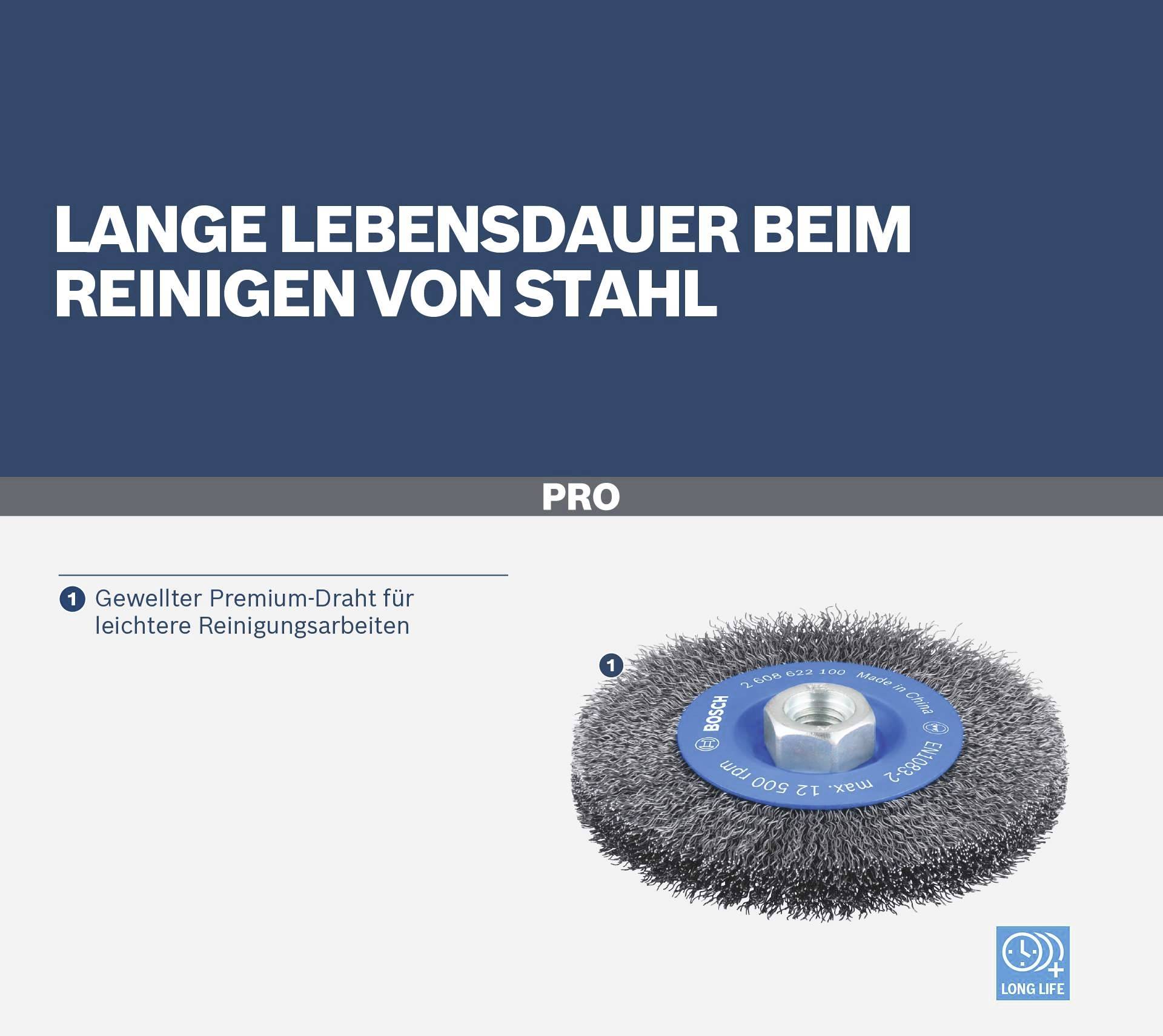Bosch Accessories Scheibenbürste, gewellt, 115 mm, 0,3 mm, 11000 U/min, M14 2608622100 1 St.
